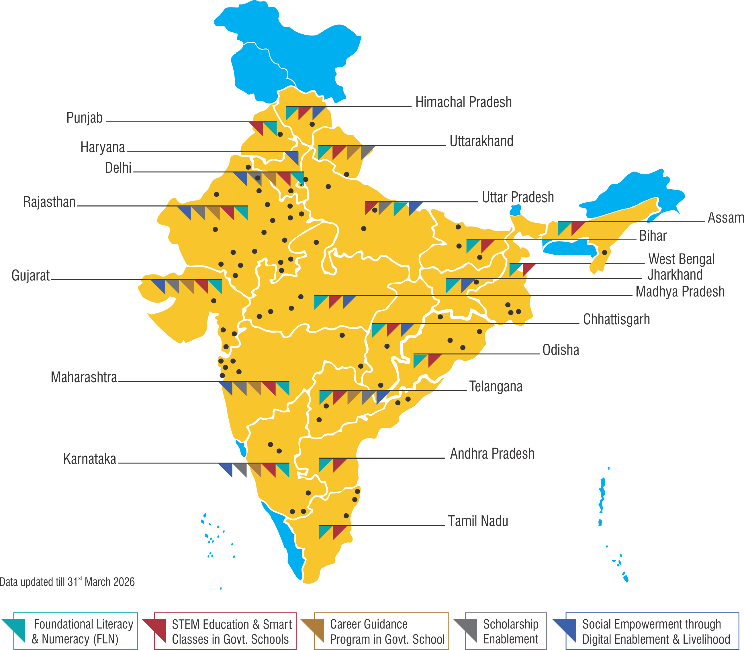 Moinee Foundation program reach across India